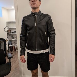NWT Diesel men's black leather motorcycle jacket